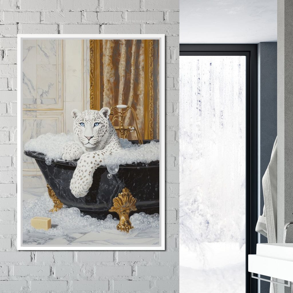 Majestic Snow Leopard Soak in Canvas Wall Art