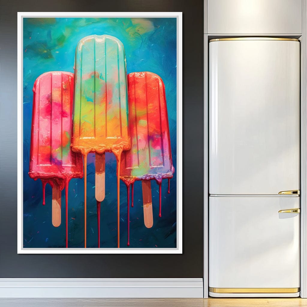 Rainbow Popsicles Glow Canvas Wall Art