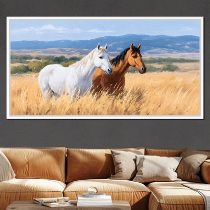 Equine Journey Through Fields Canvas Wall Art