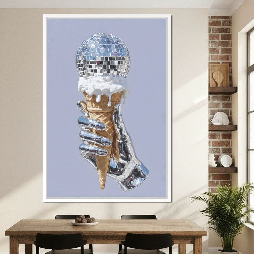 Chrome Hand Disco Ice Cream Dream Canvas Wall Art
