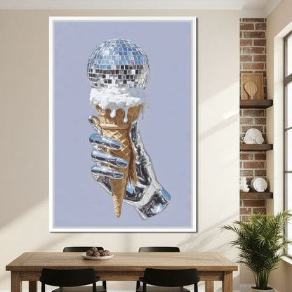 Chrome Hand Disco Ice Cream Dream Canvas Wall Art