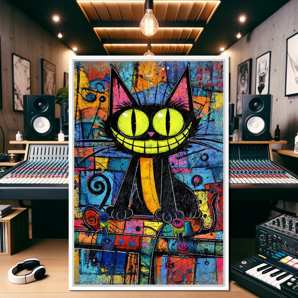Neon Grin Alley Cat Pop Canvas Wall Art