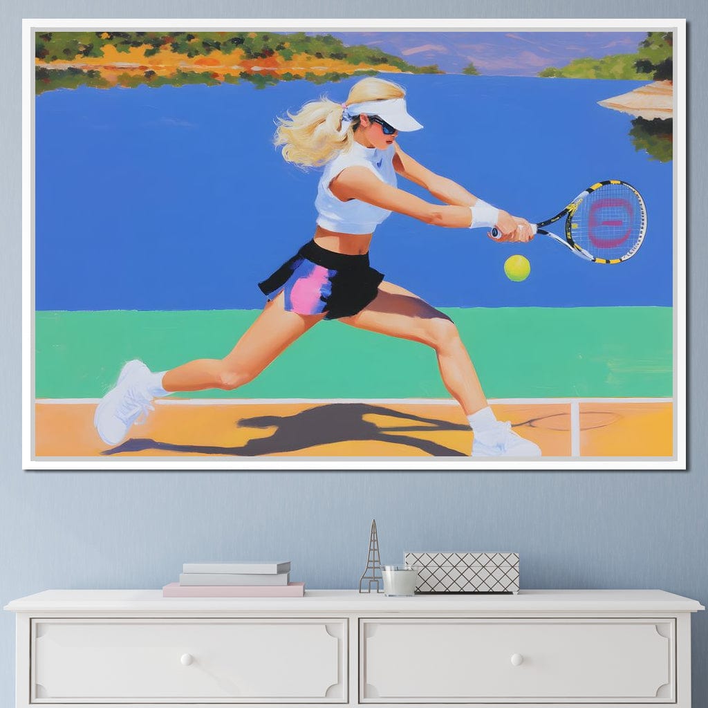 Summer Lakecourt Tennis Rally Canvas Wall Art
