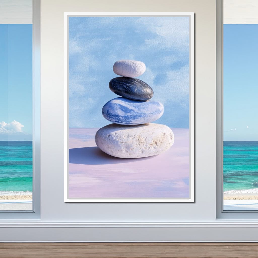 Coastal Stone Balance Zen Canvas Wall Art