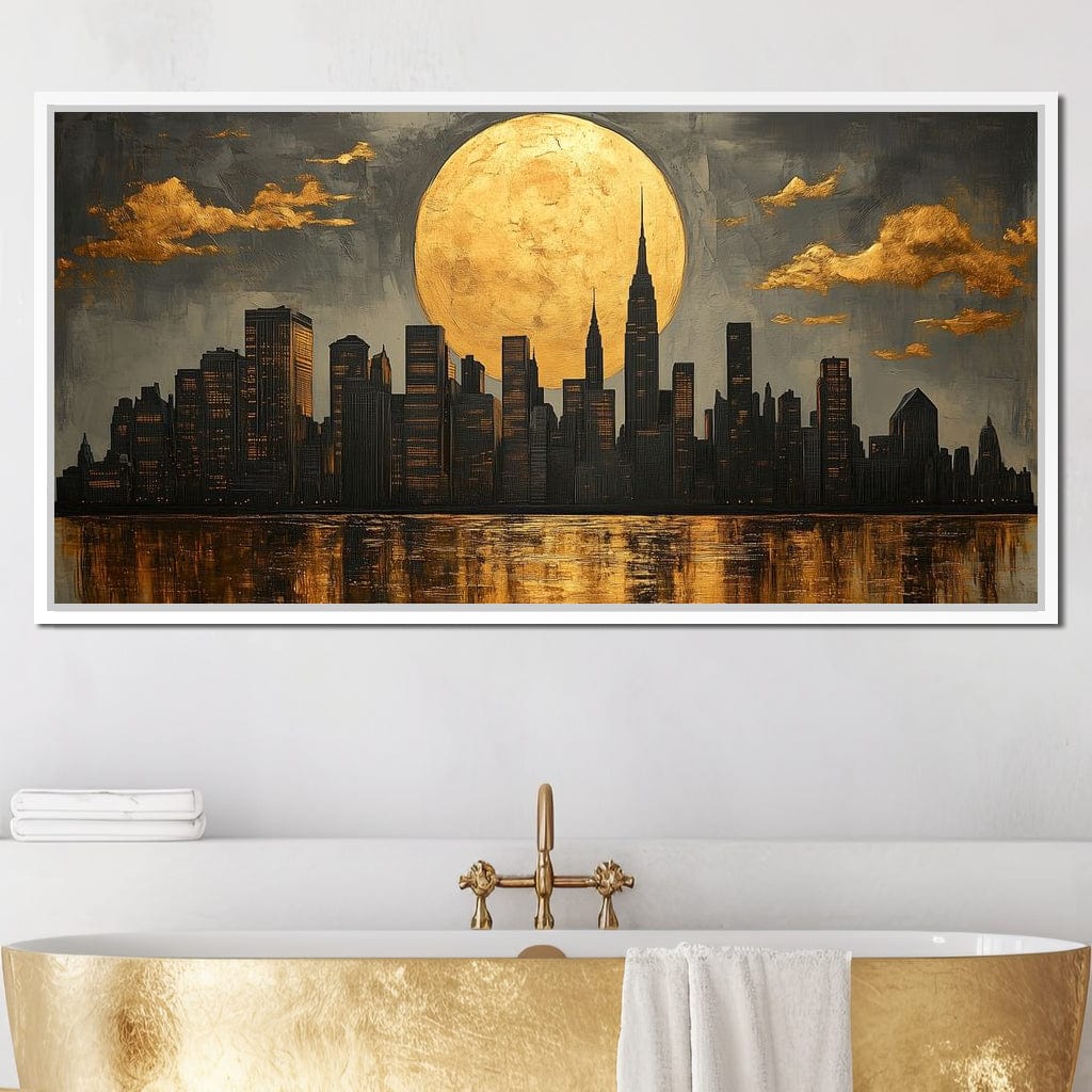 Golden Reflections Skyline Canvas Wall Art