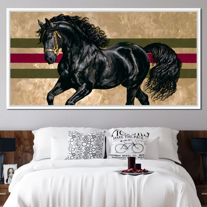 Golden Galloping Stallion Canvas Wall Art