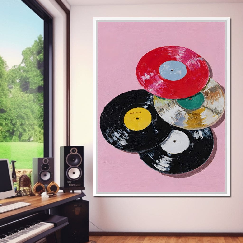Retro Vinyl Record Pop Splash Canvas Wall Art