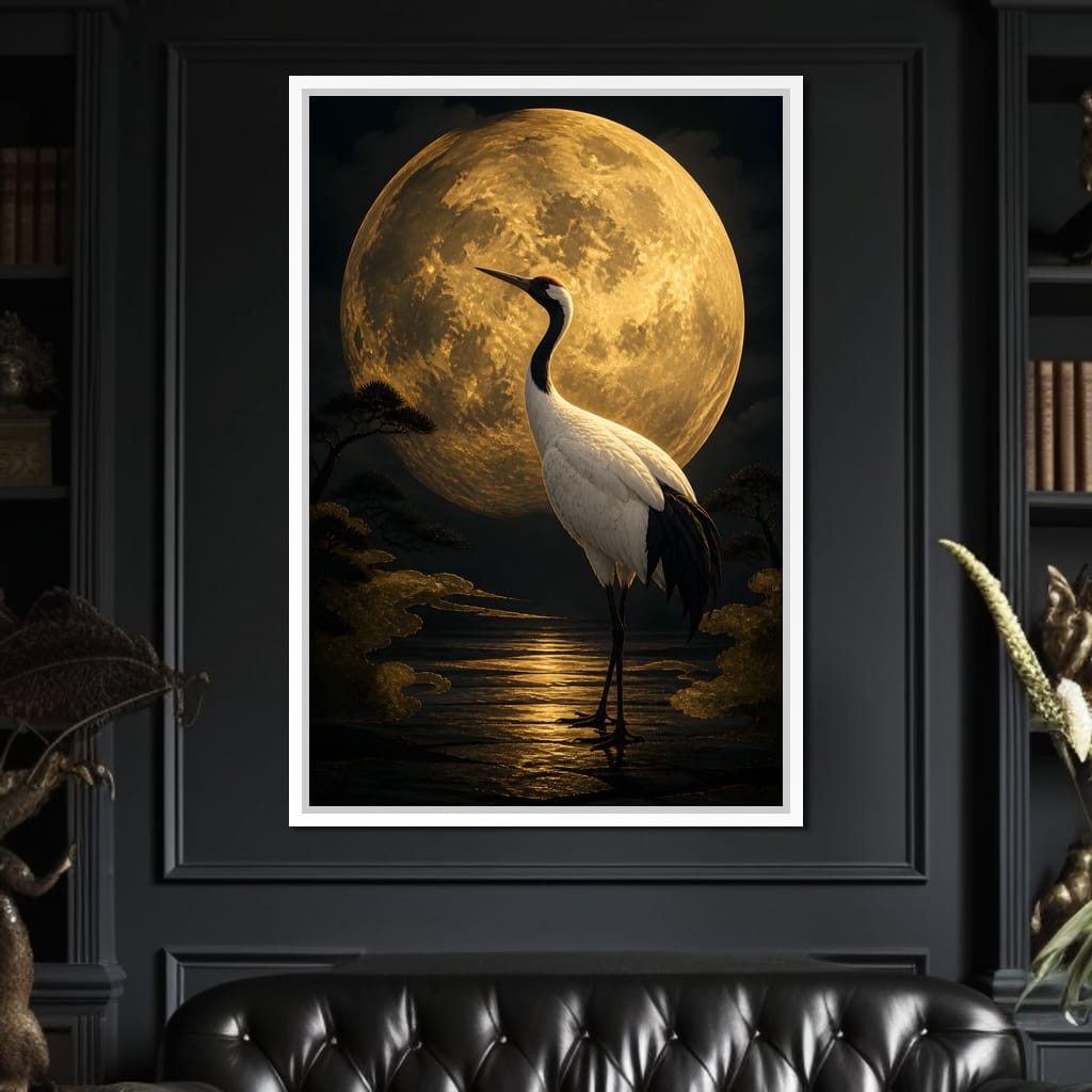 Crane Moonrise Canvas Wall Art