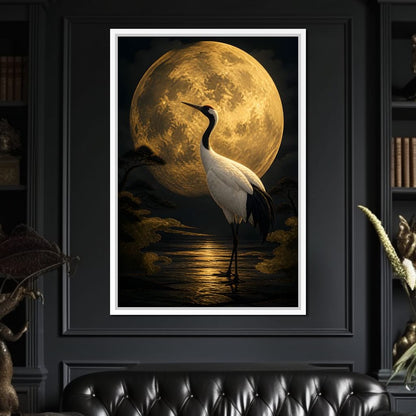 Crane Moonrise Canvas Wall Art