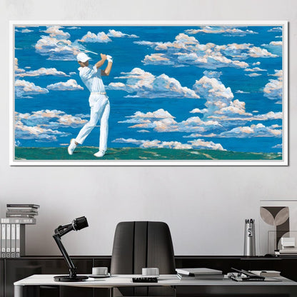 Swinging Through Dream Clouds Canvas Wall Art
