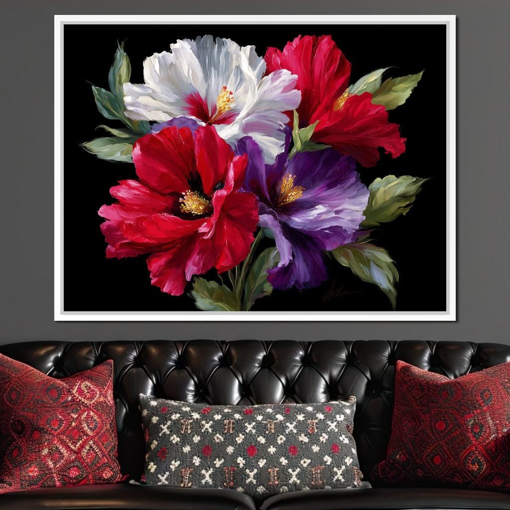Velvet Peony Trio Bouquet Canvas Wall Art