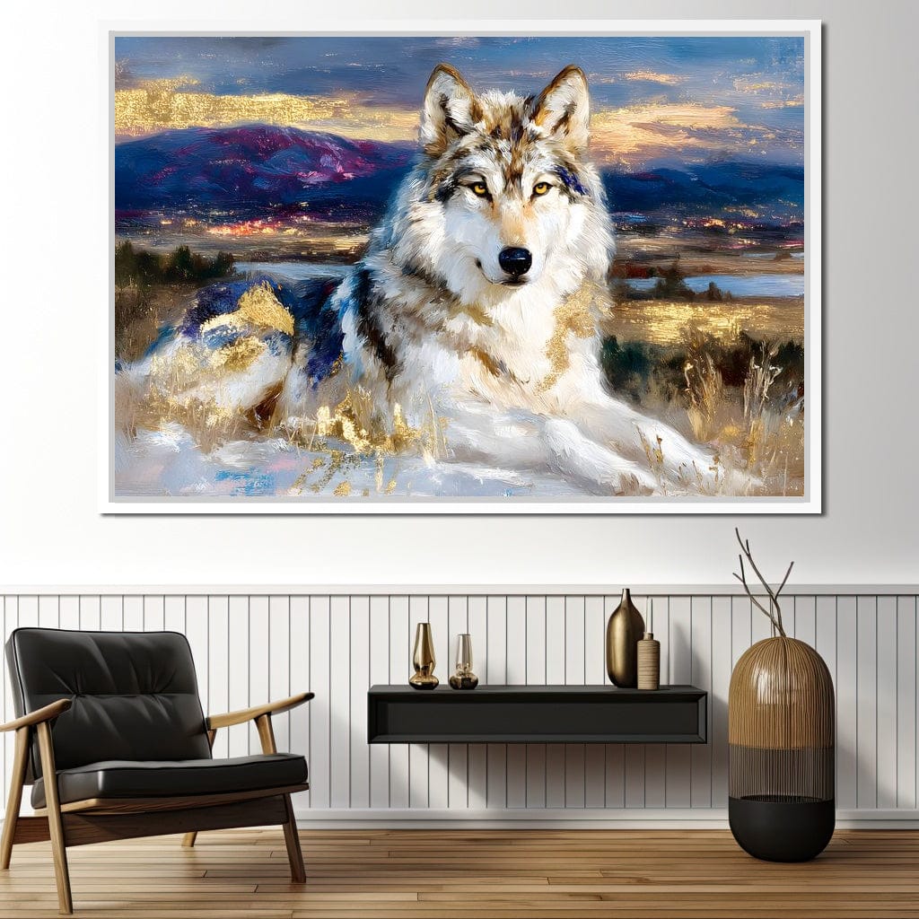 Golden Wolf Mountain Vista Canvas Wall Art