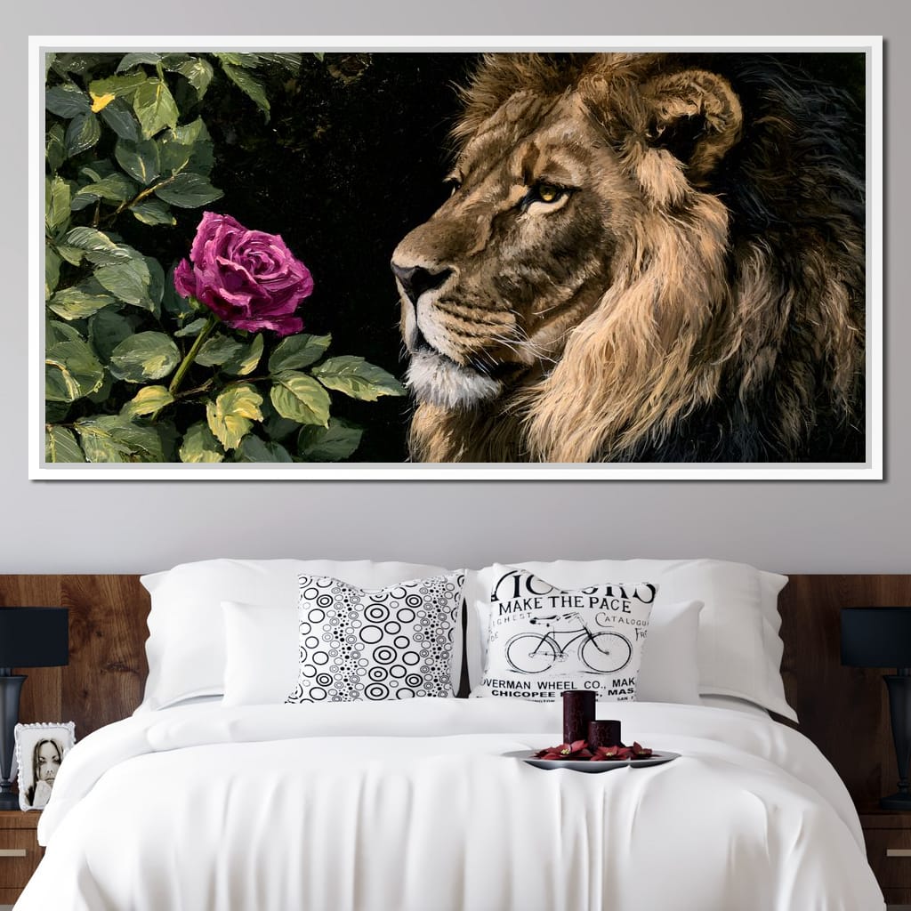 Gentle King Lion Finds Solitude Canvas Wall Art
