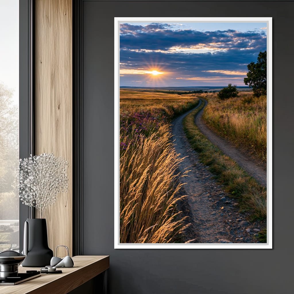Golden Hour Journey Home Canvas Wall Art