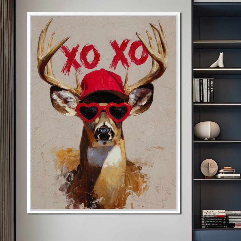 XOXO Deer Love Shades Portrait Canvas Wall Art