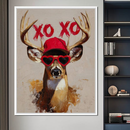 XOXO Deer Love Shades Portrait Canvas Wall Art