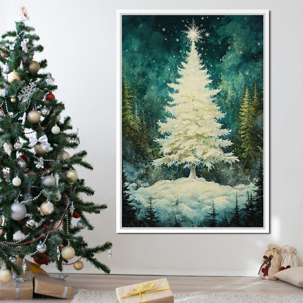 Enchanted Christmas Tree Radiance Canvas Wall Art