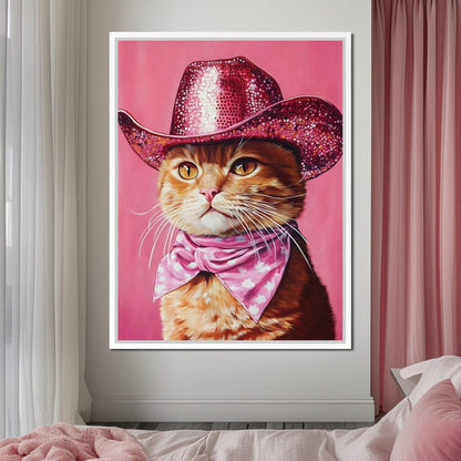 Pink Rodeo Cat Swagger Canvas Wall Art
