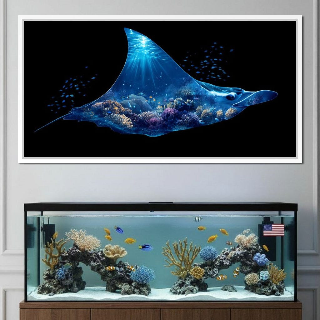 Ocean Manta Reef Lightfall Canvas Wall Art
