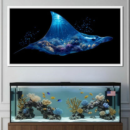 Ocean Manta Reef Lightfall Canvas Wall Art