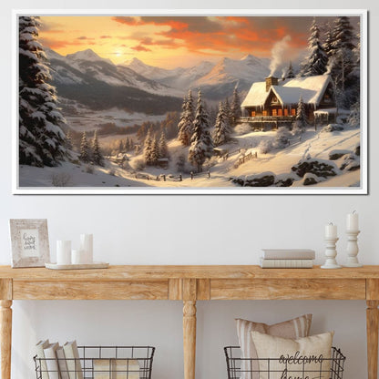 Christmas Cottage Canvas Wall Art