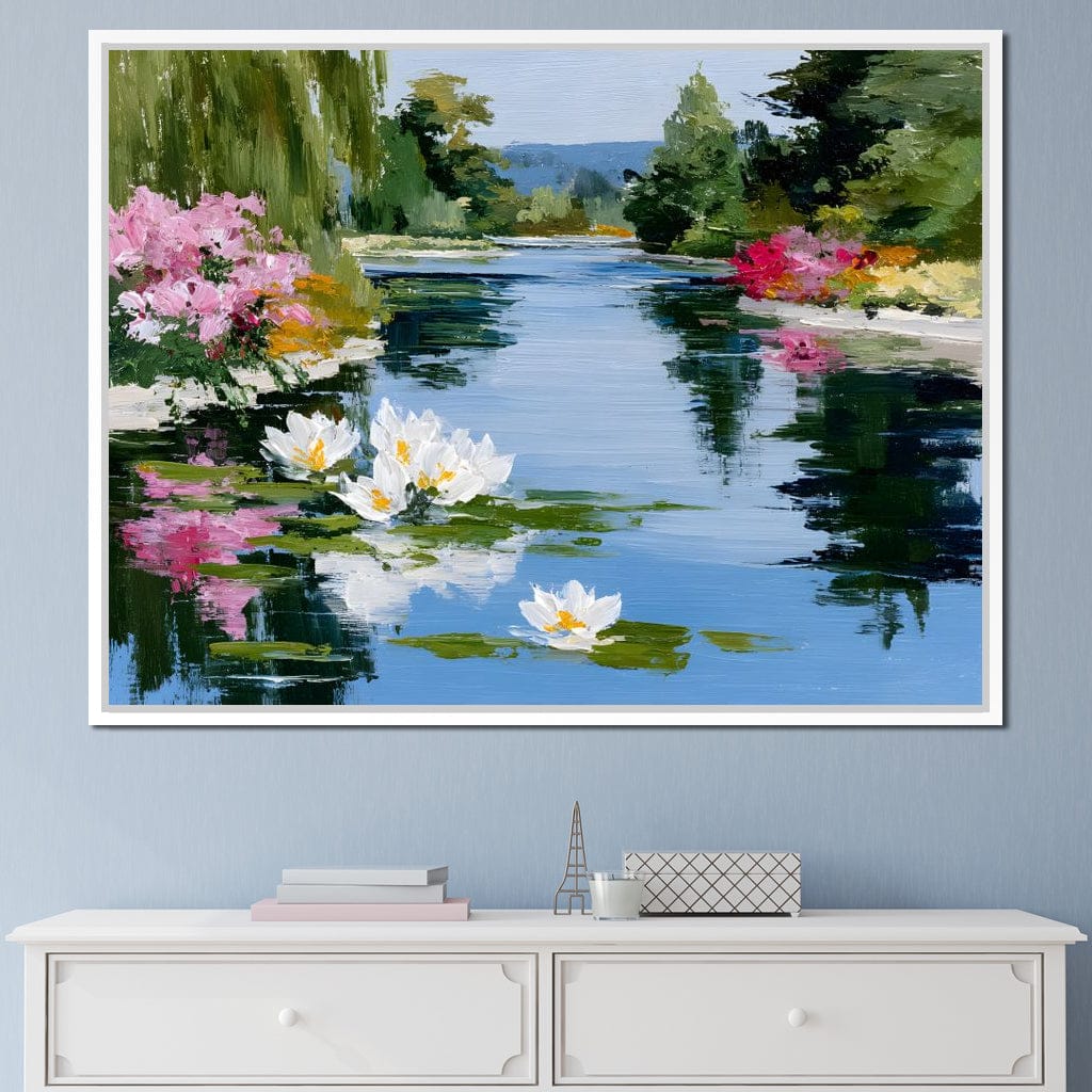 Water Lily Garden Reflection Canvas Wall Art