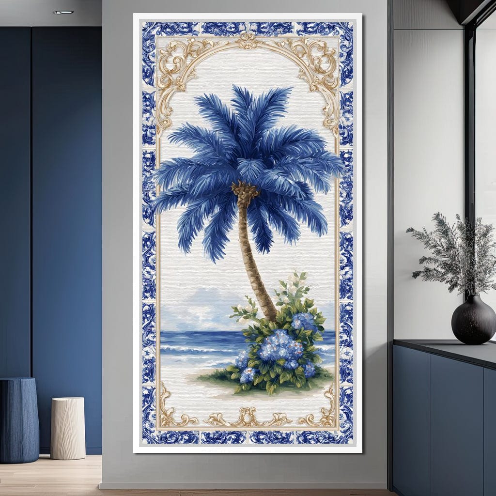 Coastal Blue Palm Reverie Canvas Wall Art