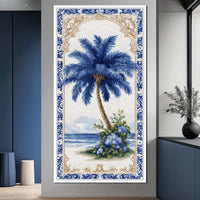 Coastal Blue Palm Reverie Canvas Wall Art