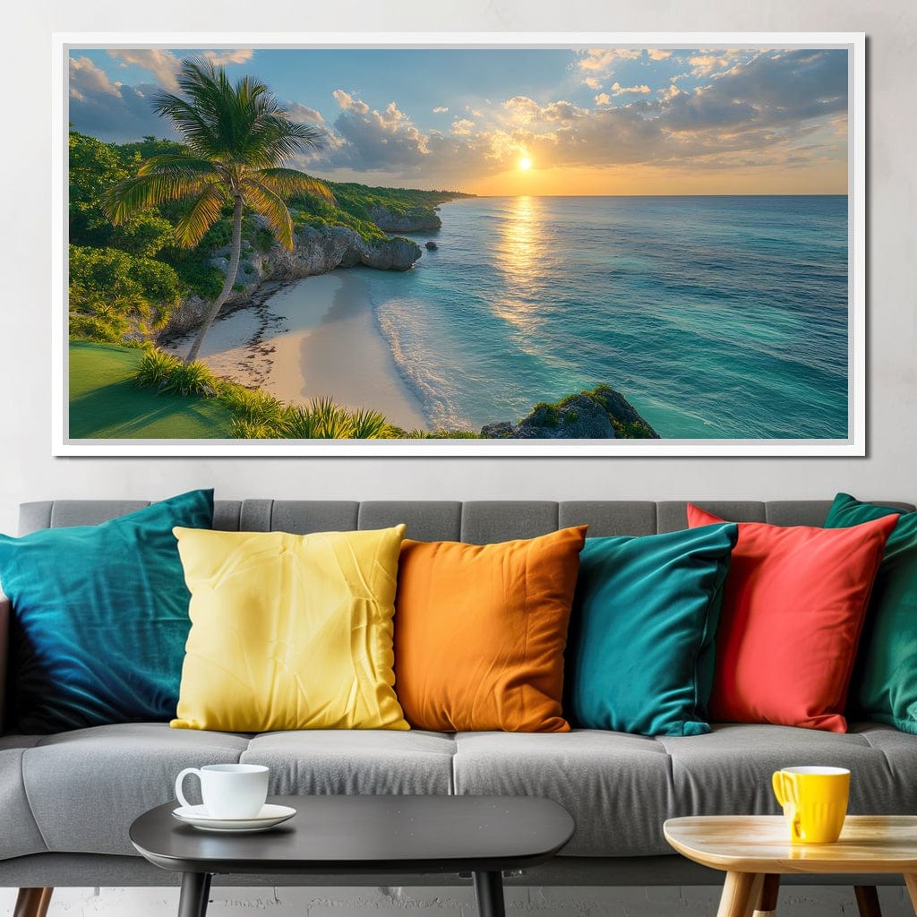Sunlit Shores of Tranquility Canvas Wall Art