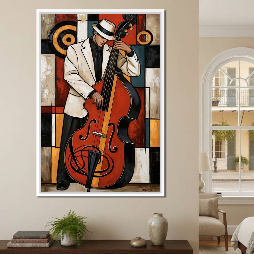 Cool Jazz Rhythm And The Upright Bass Canvas Wall Art