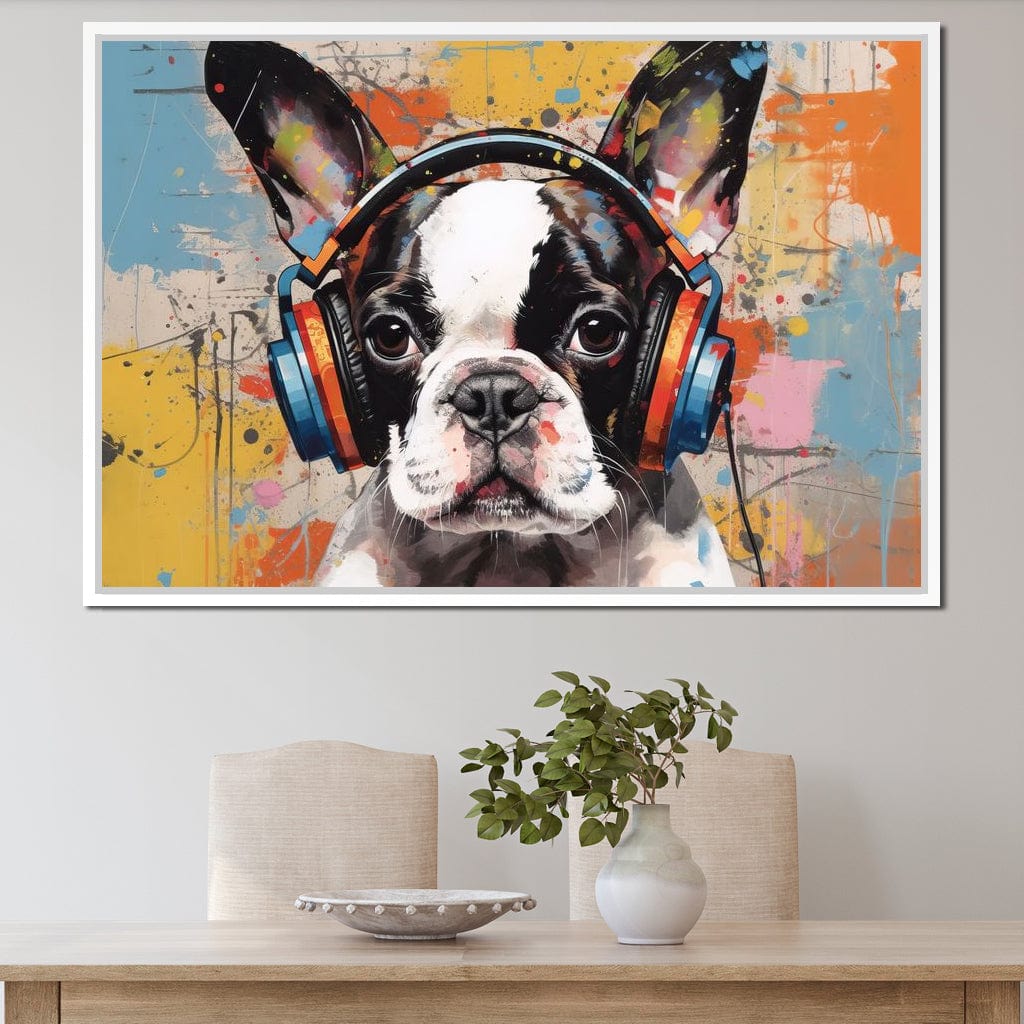 Boston Terrier's Musical Medley Canvas Wall Art