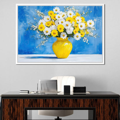 White & Yellow Flowers Canvas Wall Art