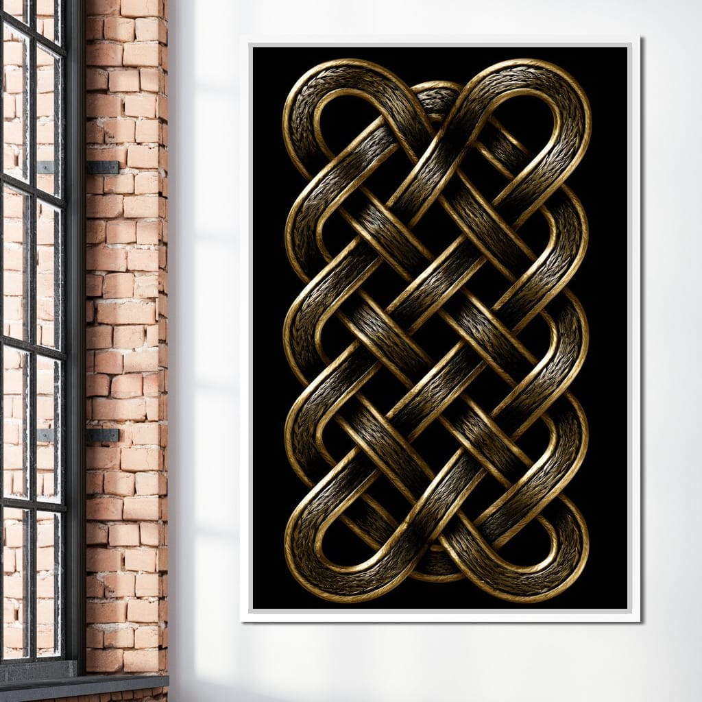 Ancient Norse Gold Metal Interlace Canvas Wall Art