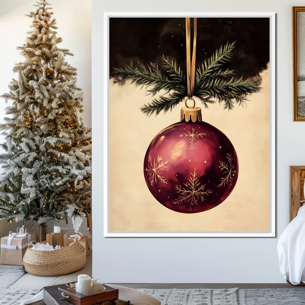 Golden Snowflake Ornament Cheer Canvas Wall Art