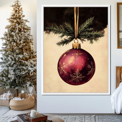 Golden Snowflake Ornament Cheer Canvas Wall Art