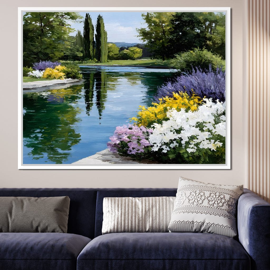Garden Reflection Tranquil Pond Canvas Wall Art