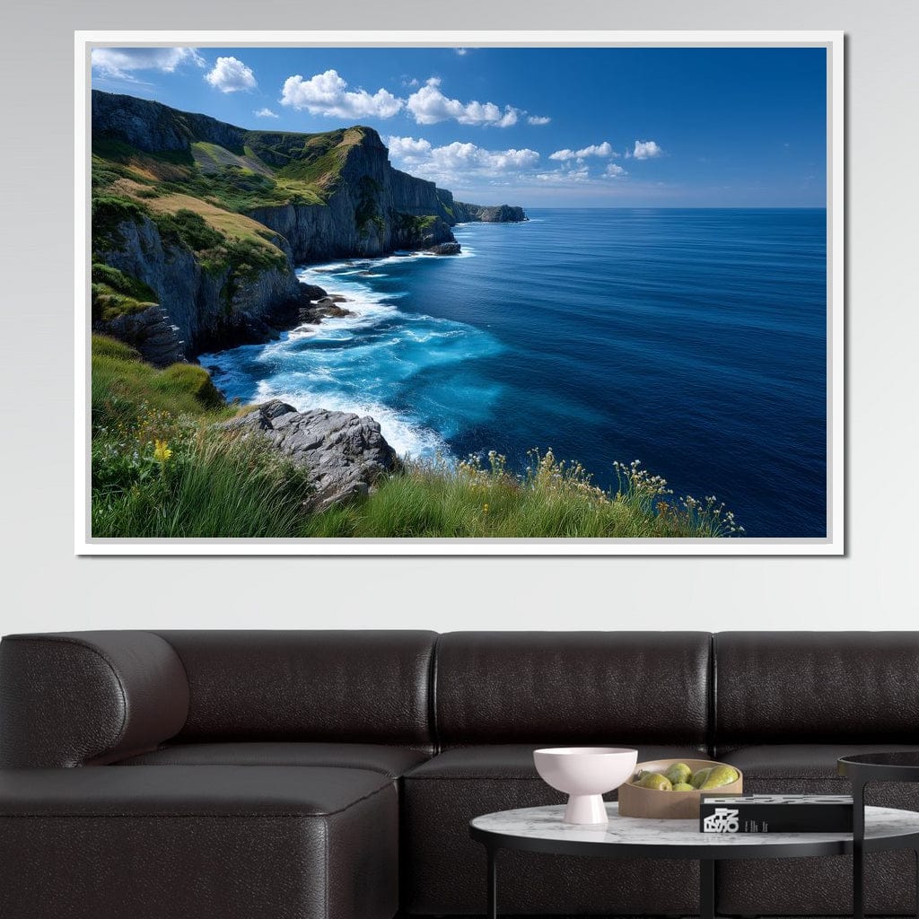 Wild Cliffs Over Blue Sea Canvas Wall Art