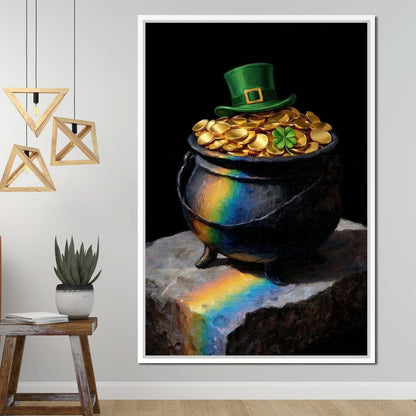 Leprechaun Gold Pot Luck Canvas Wall Art
