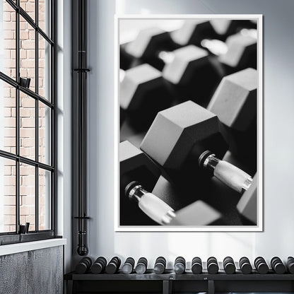 Monochrome Dumbbell Strength Canvas Wall Art