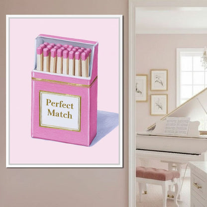 Perfect Match Pink Matchbox Canvas Wall Art