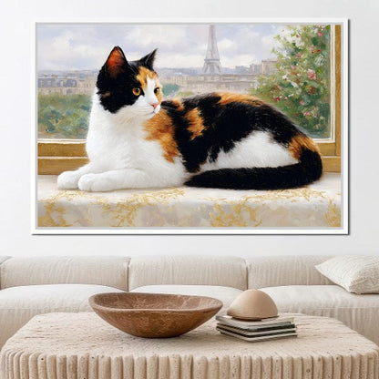 Parisian Feline Afternoon Canvas Wall Art