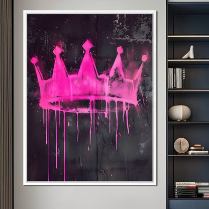 Pink Crown Graffiti Canvas Wall Art