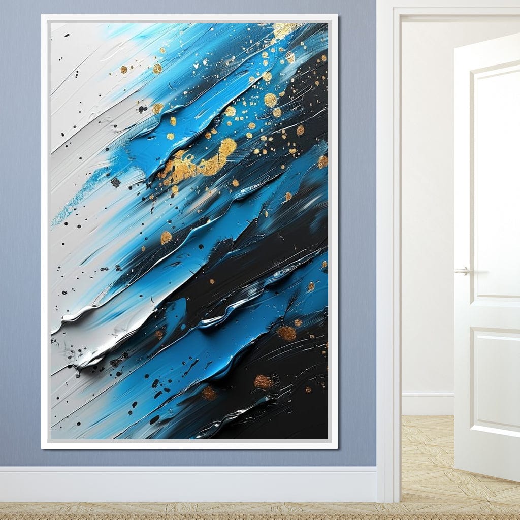 Sapphire Strokes Gold Specks 1 Canvas Wall Art
