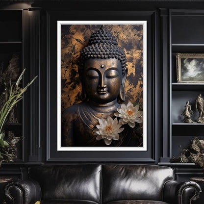 Buddha's Bronze Serenity Canvas Wall Art
