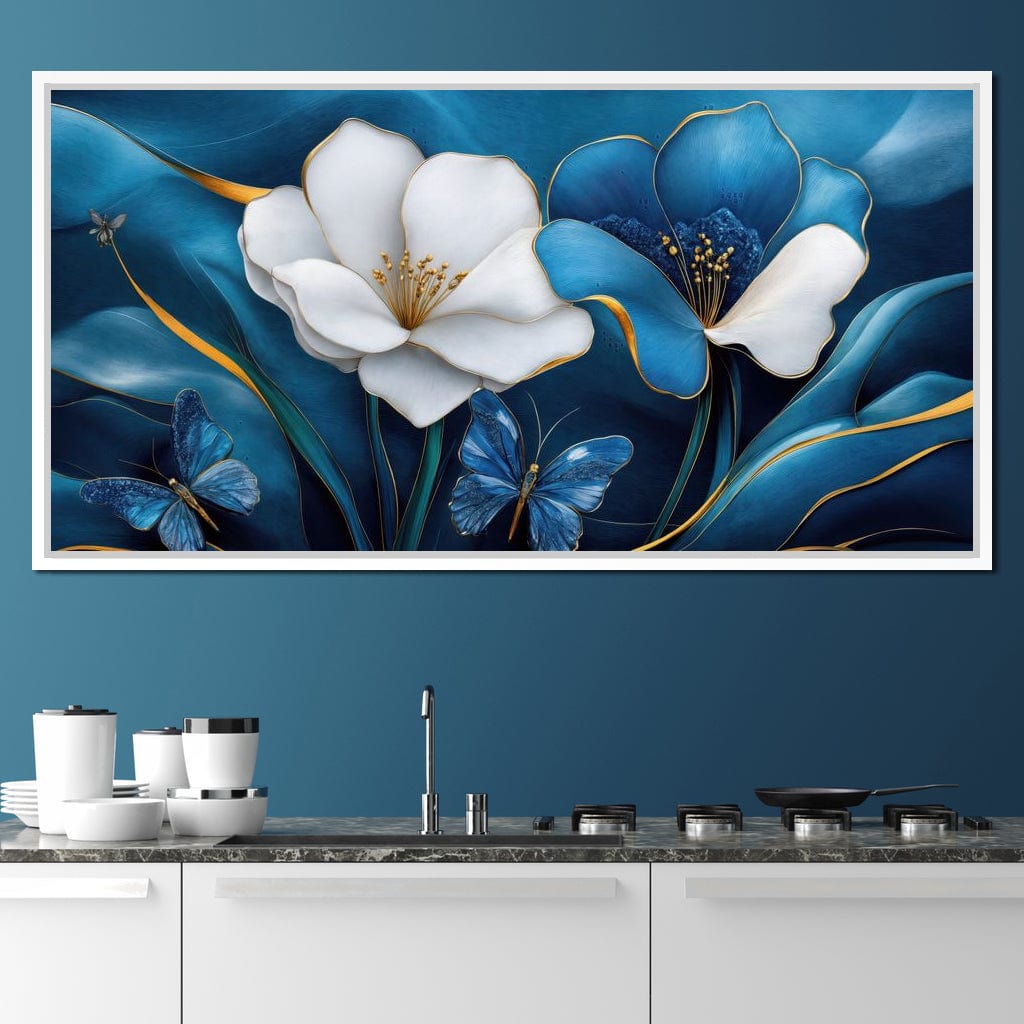Blue Symphony of Flowers Canvas Wall Art