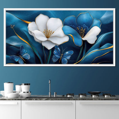 Blue Symphony of Flowers Canvas Wall Art