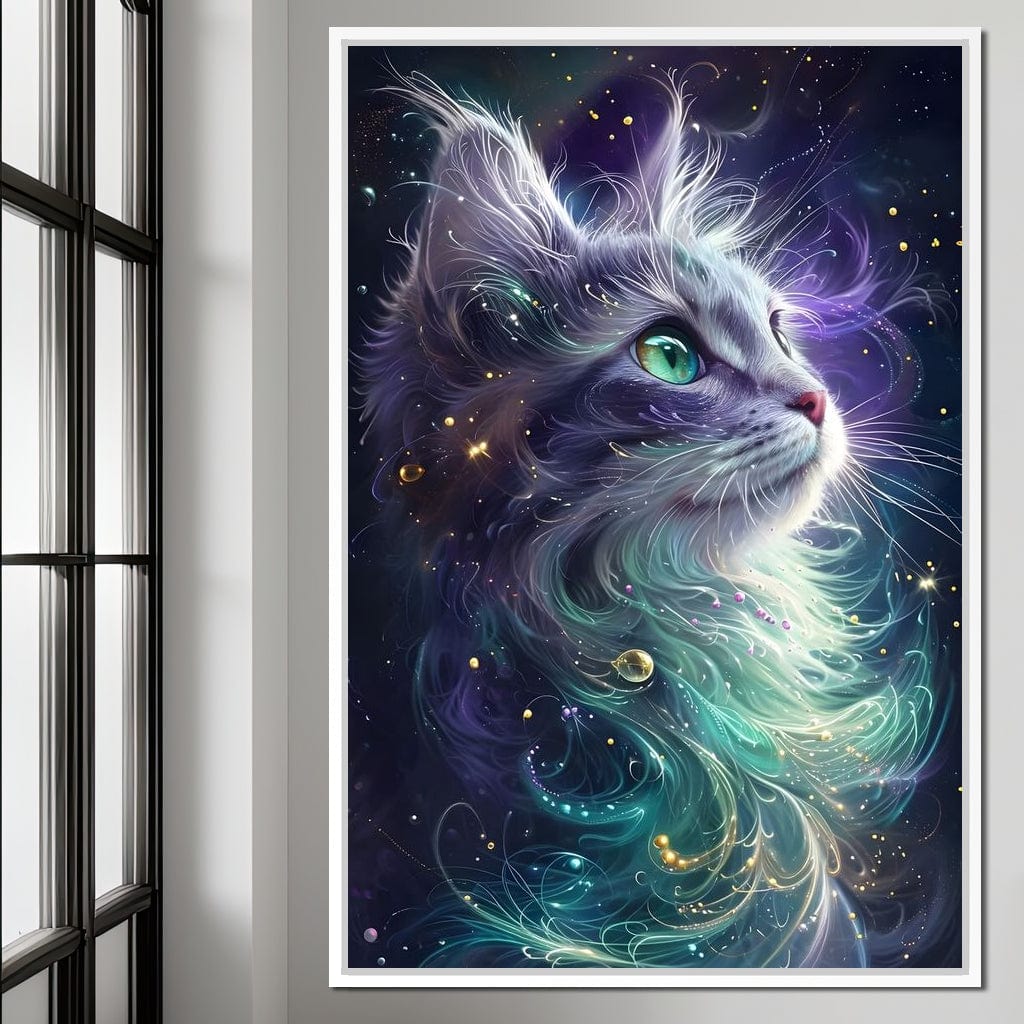 Starlit Feline Nebula Dreams Canvas Wall Art