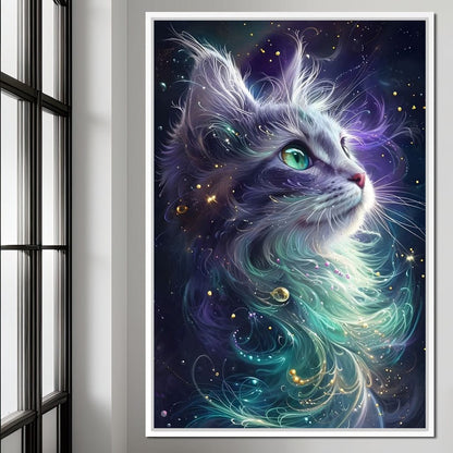 Starlit Feline Nebula Dreams Canvas Wall Art