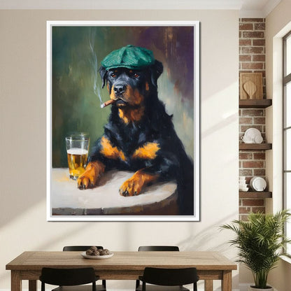 Rottweiler Irish Pub Night Canvas Wall Art