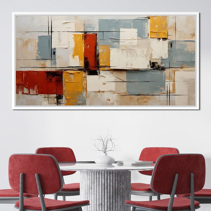 Abstract Ochre Geometry Fields Canvas Wall Art